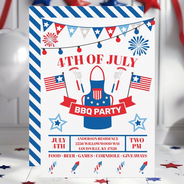 Invitación 4 De Julio Fiesta BBQ Azul De La Marina Barbeque A (Subido por el creador)
