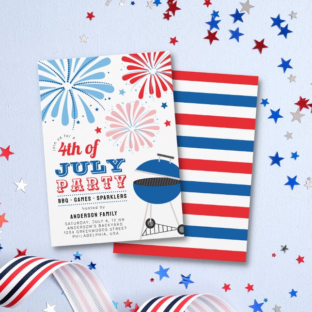 Invitación 4 de julio Fiesta BBQ de fuegos artificiales (Subido por el creador)