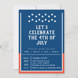 Invitación 4 de julio Fiesta BBQ de verano