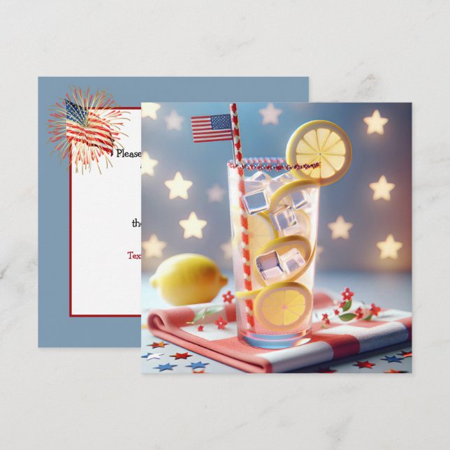 Invitación 4 de julio Fiesta de barbacoa (Anverso / Reverso)