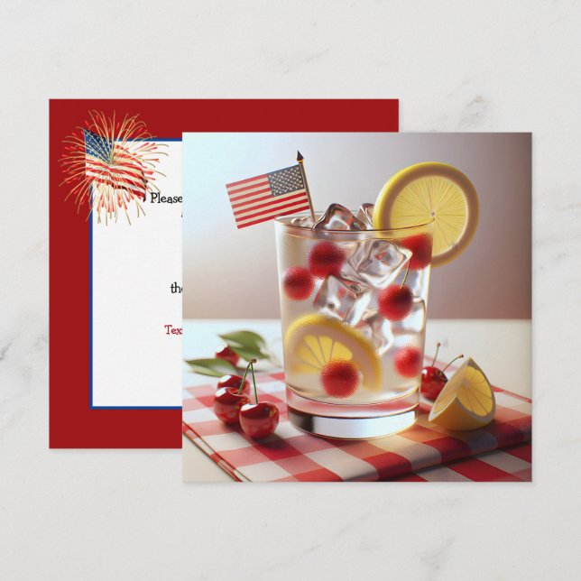 Invitación 4 de julio Fiesta de barbacoa (Anverso / Reverso)