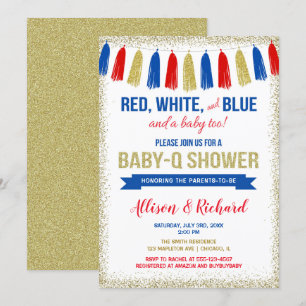 Invitación 4 de julio fiesta de bienvenida al bebé azul