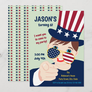 Invitación 4 de julio, Fiesta de Birthday Boy