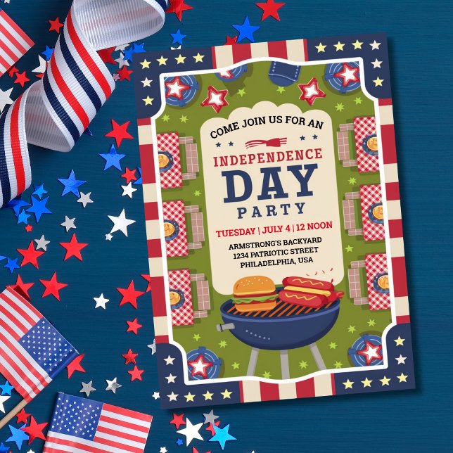 Invitación 4 de julio, Fiesta de Cocina del Día de la Indepen (4th of July Independence Day Cookout Party Invitation)