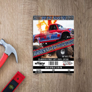 Invitación 4 de julio fiesta de cumpleaños de Monster Truck