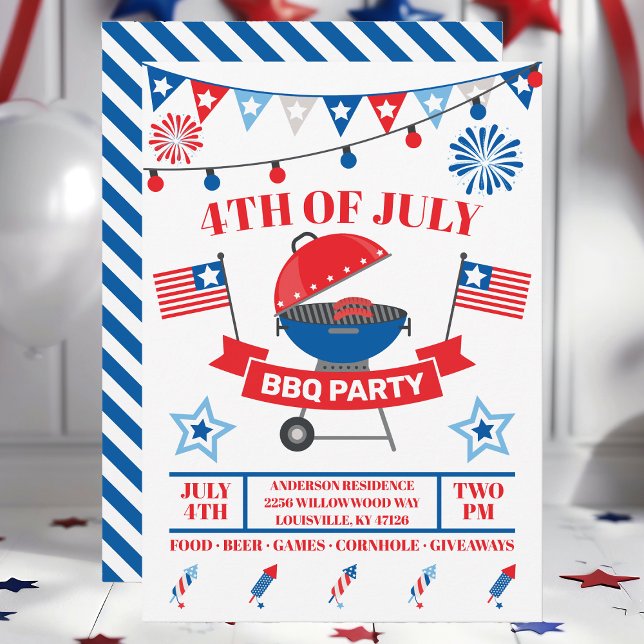 Invitación 4 De Julio Fiesta De La Parrilla Azul De La Marina (Subido por el creador)