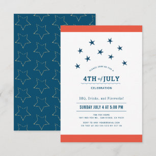 Invitación 4 de julio Fiesta de las estrellas rojas y azules