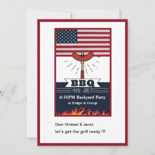 Invitación 4 de julio fiesta de patio trasero de bbq