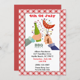 Invitación 4 de julio Fiesta de picnic BBQ Beer and Franks