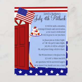 Invitación 4 de julio Fiesta de Potluck