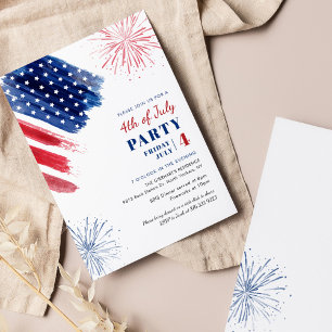 Invitación 4 de julio Fiesta del Día de la Independencia Azul