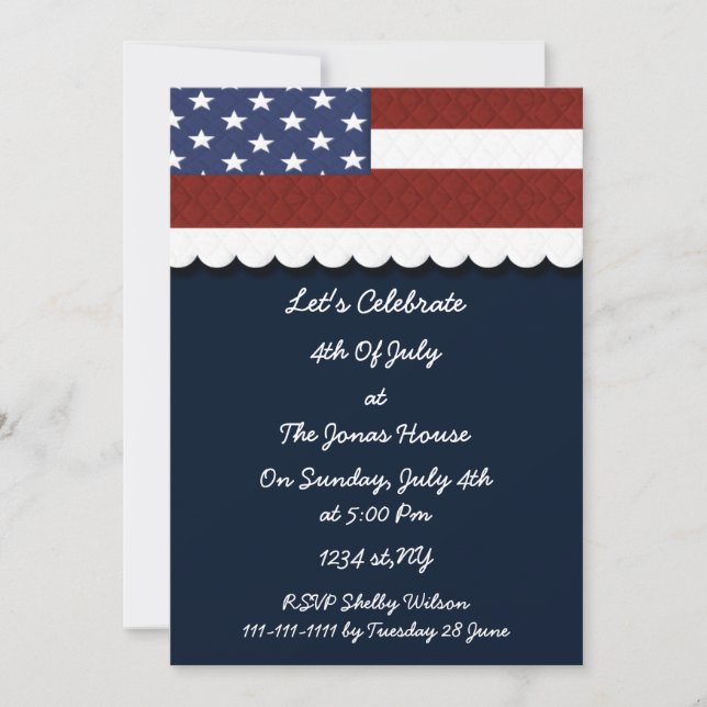 Invitación 4 de julio: fiesta del día de la independencia inv (Anverso)