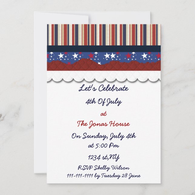 Invitación 4 de julio: fiesta del día de la independencia inv (Anverso)