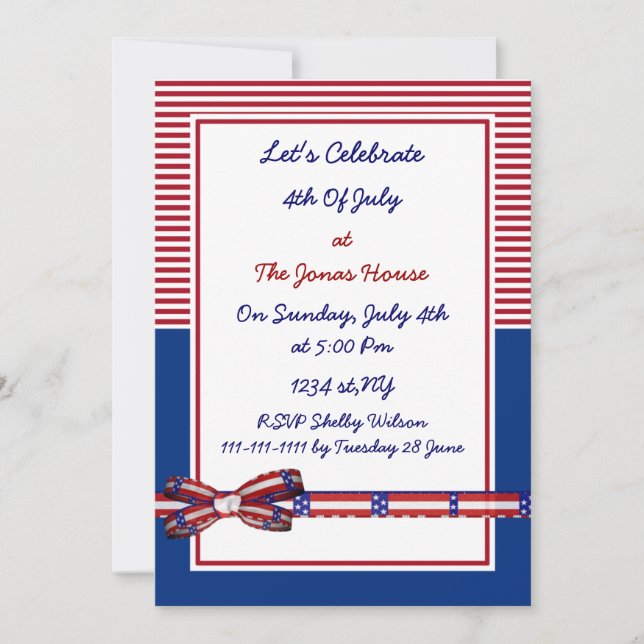 Invitación 4 de julio: fiesta del día de la independencia inv (Anverso)
