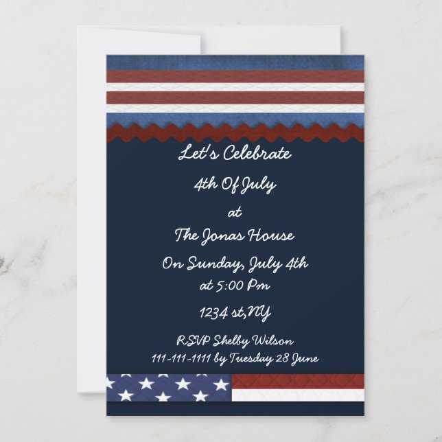 Invitación 4 de julio: fiesta del día de la independencia inv (Anverso)