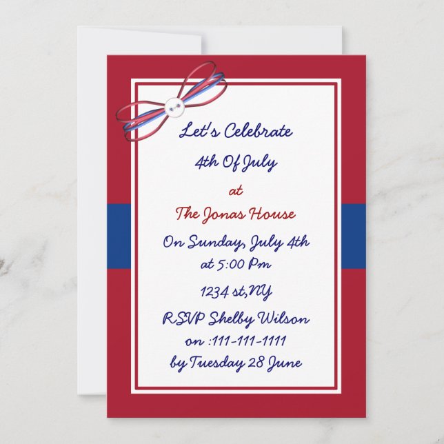 Invitación 4 de julio: fiesta del día de la independencia inv (Anverso)