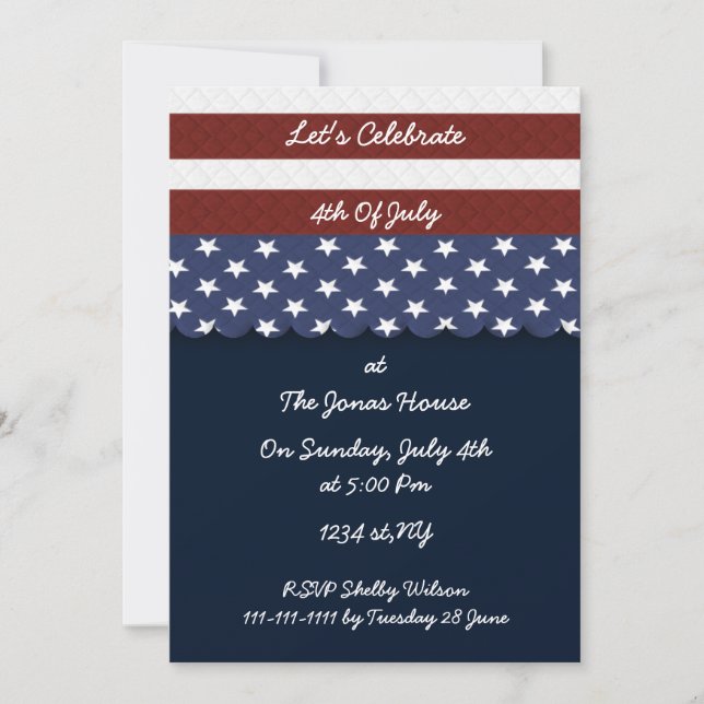Invitación 4 de julio: fiesta del día de la independencia inv (Anverso)