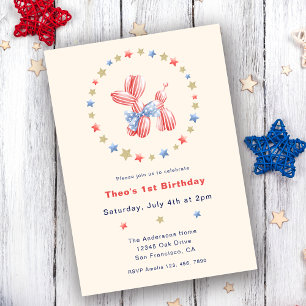 Invitación 4 de julio Fiesta del primer cumpleaños de Cute Ba