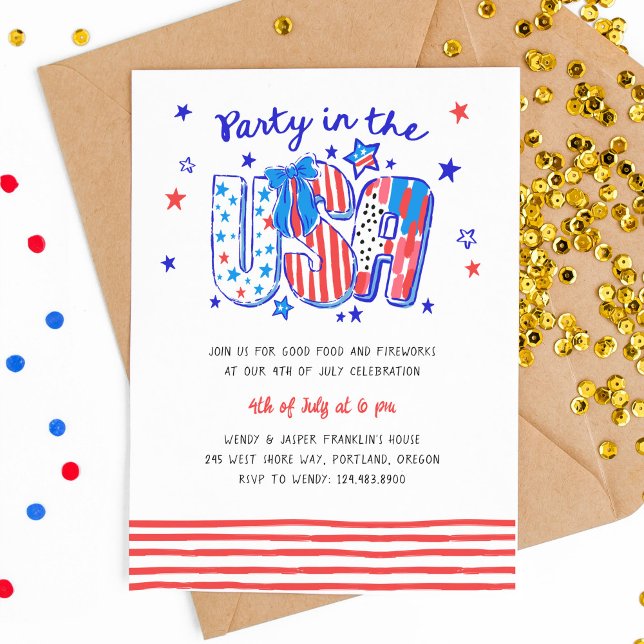 Invitación 4 de julio Fiesta en EE.UU. (4th of July party in the USA invitation)