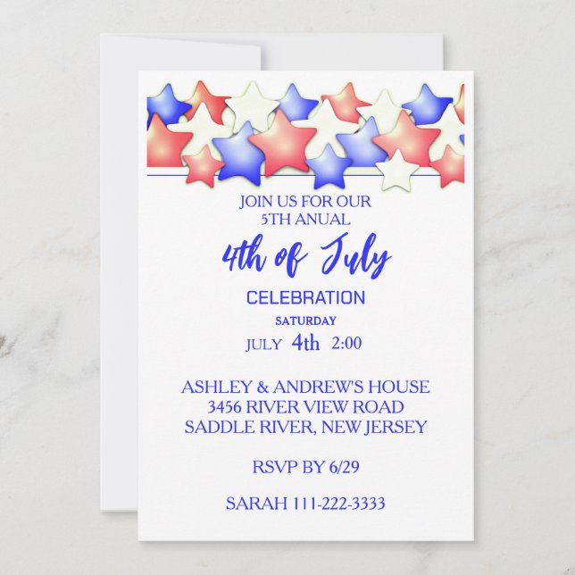 Invitación 4 de julio Fiesta patriota (Anverso)
