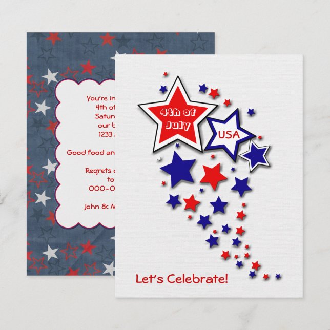 Invitación 4 de julio Fiesta patriótico de barbacoa (Anverso / Reverso)