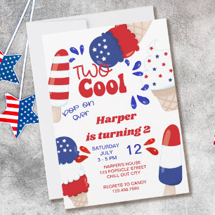 Invitación 4 de julio Fiesta Popsicle Dos cumpleaños Guay