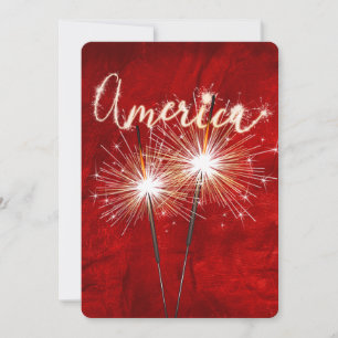Invitación 4 de julio Fiesta Sparkler en rojo