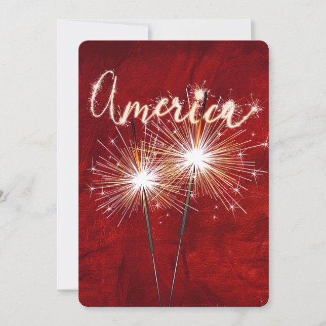 Invitación 4 de julio Fiesta Sparkler en rojo (Anverso)
