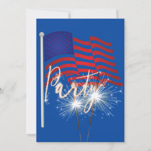 Invitación 4 de julio Fiesta Sparklers en la bandera