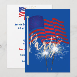 Invitación 4 de julio Fiesta Sparklers en la bandera