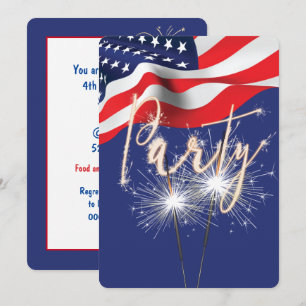 Invitación 4 de julio Fiesta Sparklers en la bandera