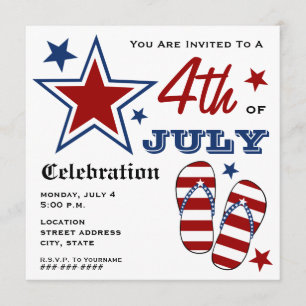 Invitación 4 de julio: Flip Flops de bandera estadounidense p