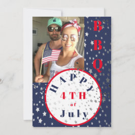 Invitación 4 de julio Foto de Estrellas Rojas Blancas BBQ