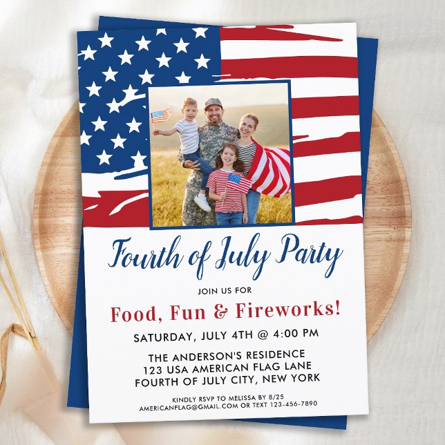 Invitación 4 De Julio Foto De La Familia De Bandera Estadouni (Subido por el creador)