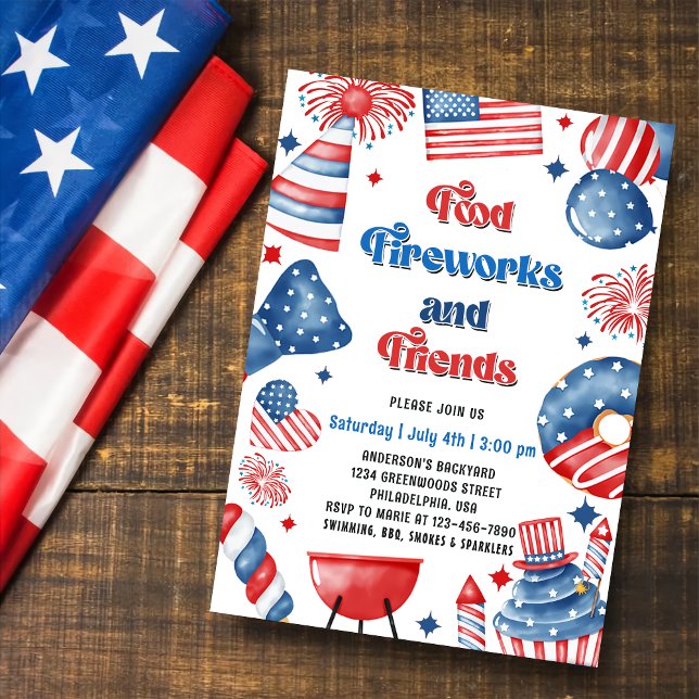 Invitación 4 de julio Fuegos artificiales Estados Unidos Band (Subido por el creador)