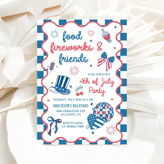 Invitación 4 de julio Fuegos artificiales Estados Unidos Band (Subido por el creador)