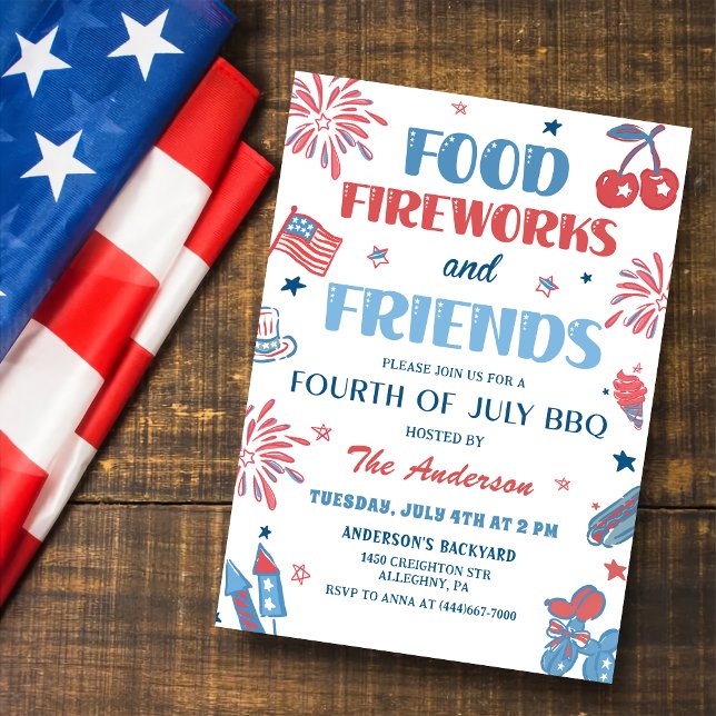 Invitación 4 de julio Fuegos artificiales Estados Unidos Band (Subido por el creador)