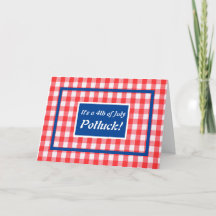4 de julio, gingham, rojo, blanco y azul invitació