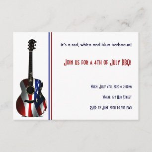 Invitación 4 de julio Guitarra con Bandera Patriótica