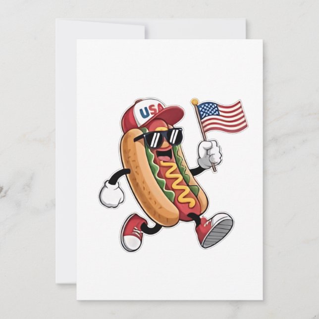 Invitación 4 de julio Hotdog American Independence 1776 (Anverso)