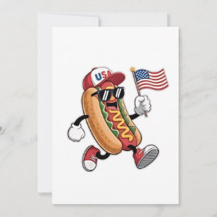 Invitación 4 de julio Hotdog American Independence 1776