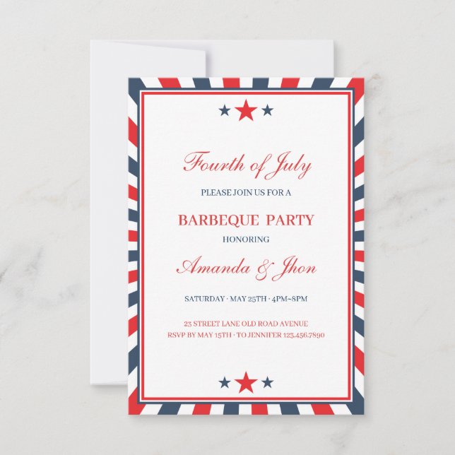 Invitación 4 de julio: Invitación, Día de la Independencia, b (Anverso)