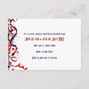 Invitación 4 de julio, Lazos y Estrellas Blancos y Azules Roj