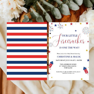 Invitación 4 de julio Little Firecracker Baby Shower