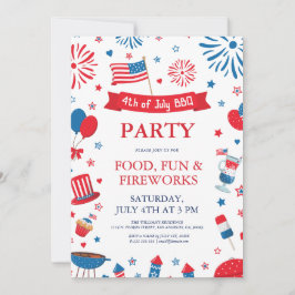 Invitación 4 de julio marco de frontera de barbacoa del festi