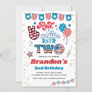 Invitación 4 de julio Niño 2 de cumpleaños Fiesta sonrisa car