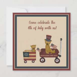 Invitación 4 De Julio: Oso De Teddy En El Fiesta Del Desfile