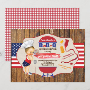 Invitación 4 de julio parejas de bebés duchan fiesta de barba