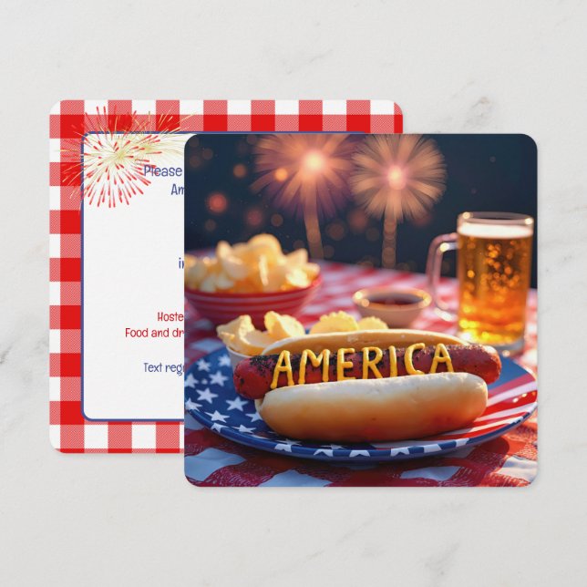 Invitación 4 de julio Parrillada Americana (Anverso / Reverso)