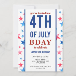 Invitación 4 de julio Partido del Cumpleaños Estrellas Patrió